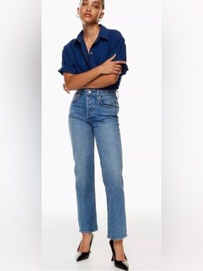 Denim Forum Aritzia The Arlo High Rise Straight 28L Jeans Buttonfly Size 30